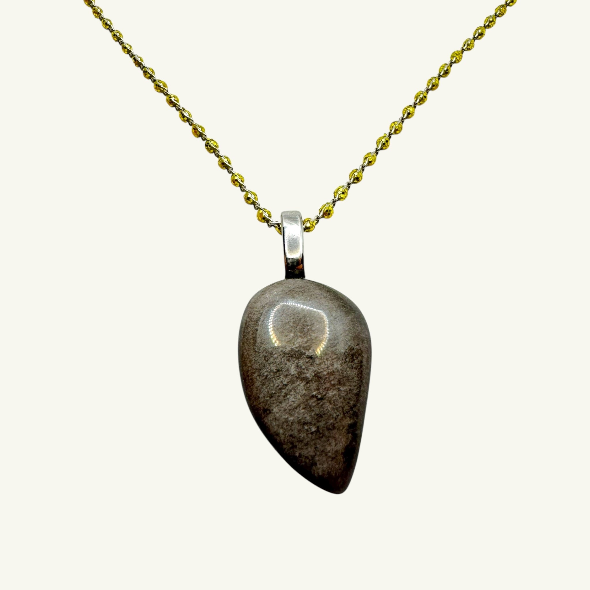 Collana ossidiana argento 25x16 mm Sharifa Crystals